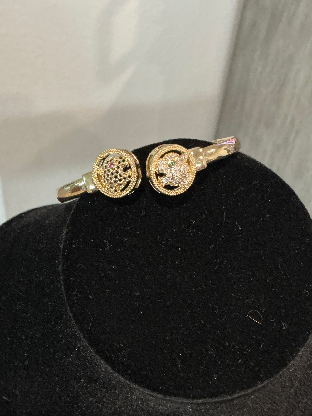 Gold Tone Tiger Face Open Cuff Bracelet - Women's Jewelry